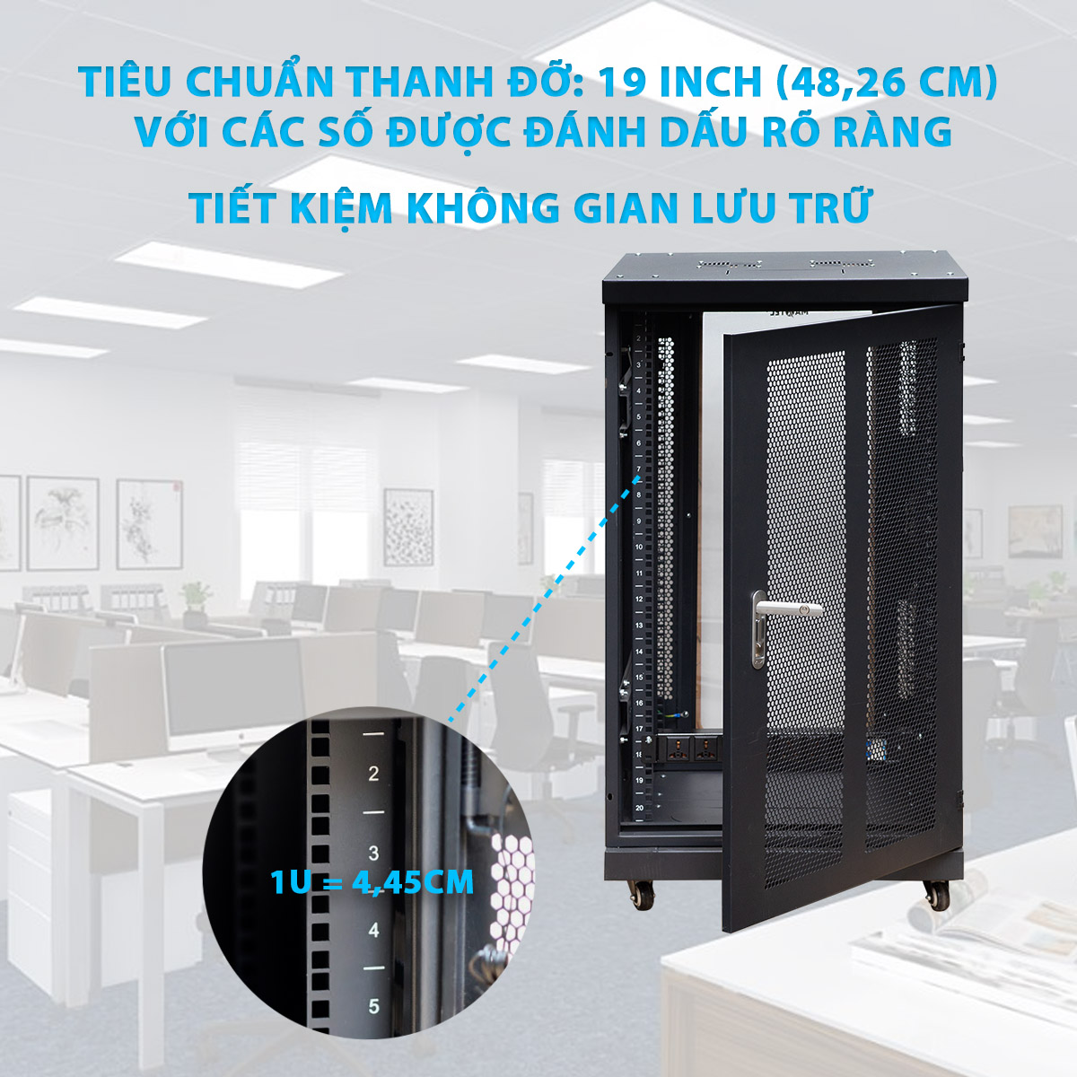 Thanh đỡ tiêu chuẩn 19inch của tủ rack 20U Maxtel